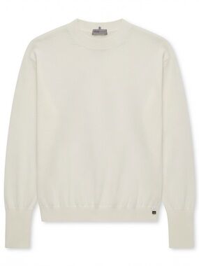 Herno Resort White Crewneck Cashmere/Cotton Luxury Italian Blend in XS
